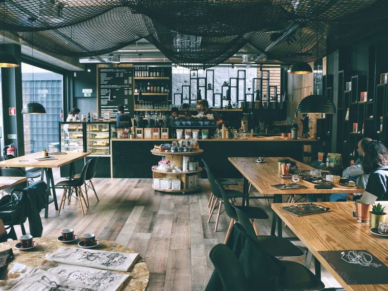 A café counter of the kind the platform is deployed into