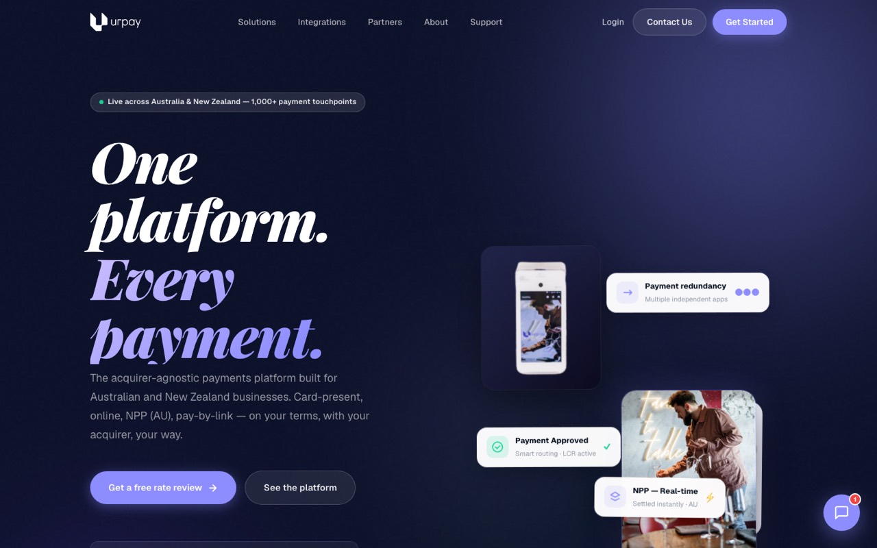 The UrPay website, shown whole